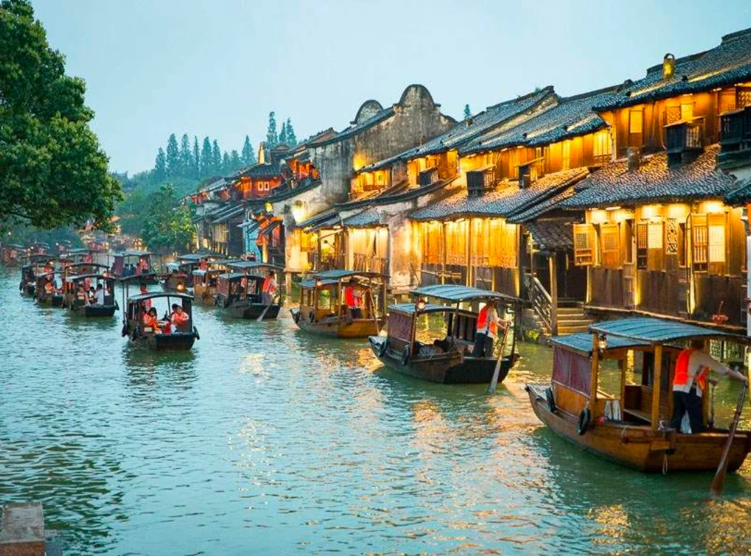 Nhà cổ bên kênh nước Ô Trấn, minh họa vùng Giang Nam